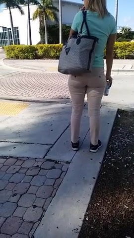 Candid white latina booty 2 at bus stop