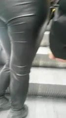 hot round ass in tight leather pants