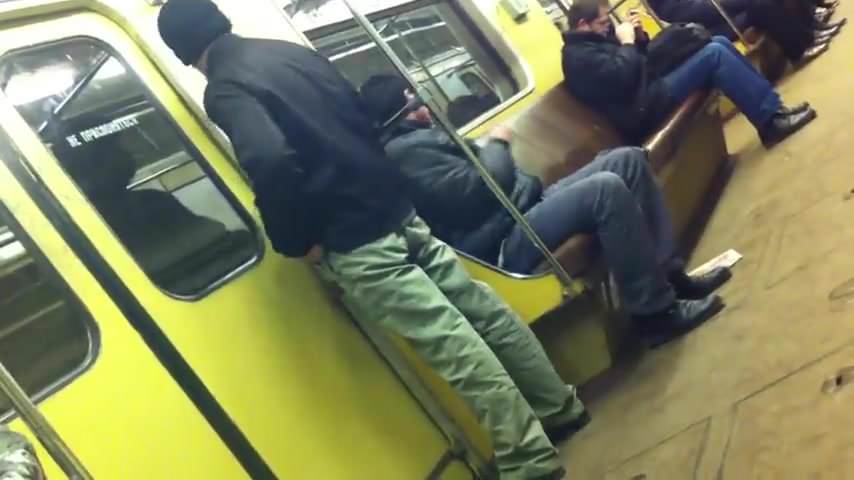 Uzbek masturbates in the subway