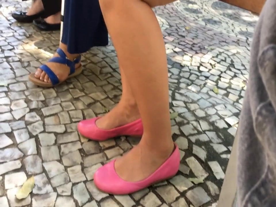 Compilation candid feet dangling in flats