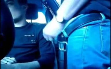 Blowing up a huge cock in his car
