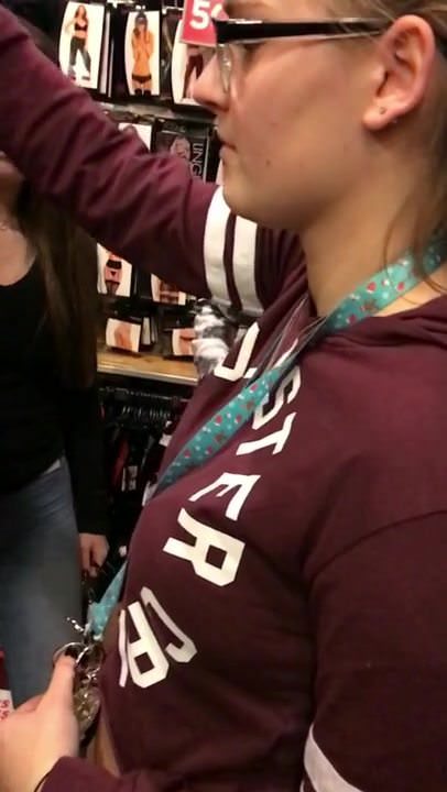 Candid College Teens shopping in tight jeans