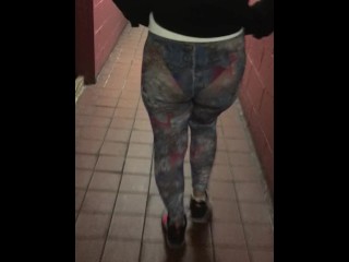 See through design tights in public blue panties