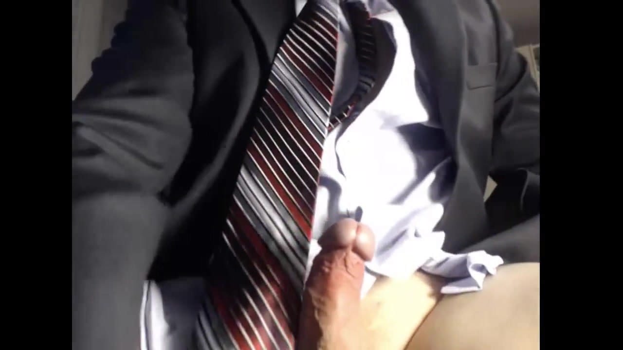 dad stroking his cock at the office