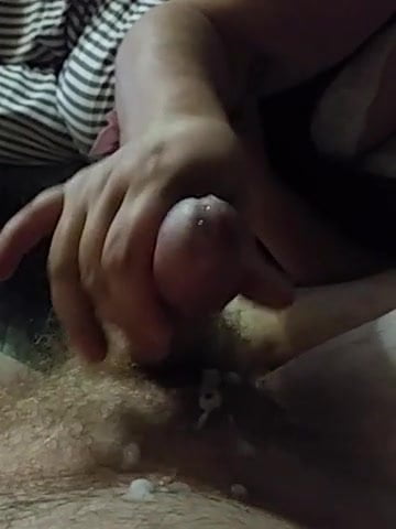 Playing long time with sensitive cock after cumshot