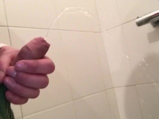 pissing in shower with my smelly dick